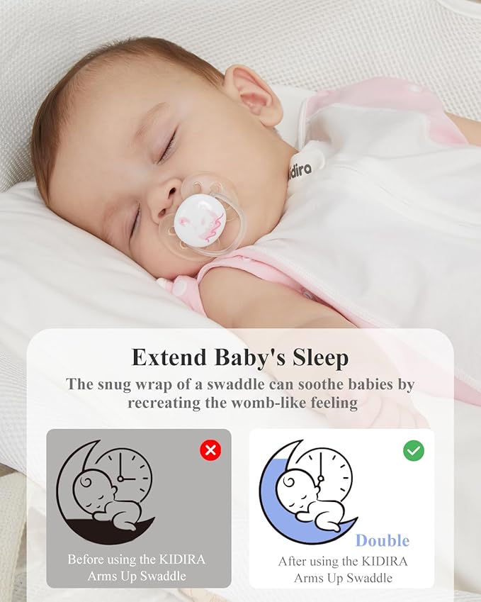 Transition Baby Swaddle 3-6 Months 12-18 lb, Arms In/Out Swaddle Sleep Sack with 2-Way Zipper Moisture-Wicking Fabric, Improves Sleep Snug Fit Helps Calm Startle Reflex,1Pack,Pink