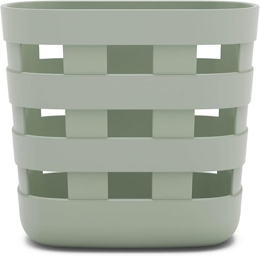 Lalo Bath Time Storage Bin - Keep Items Organized & Dry with Non-Toxic Plastic, Easy Cleanup, Removable Drying Bin, Woven Baby Organizer, Secure Wall Attachment, 9 x 5.5 x 8.5 in - Sage