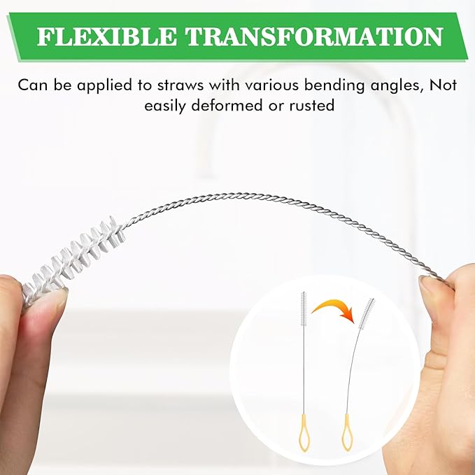 INVODA 4PCS Sponge Cup Brush with 4PCS Straw Brushes Portable Long Handle Water Bottle Cleaner Brush for Baby Bottles Vacuum Flasks Mugs Glasswares