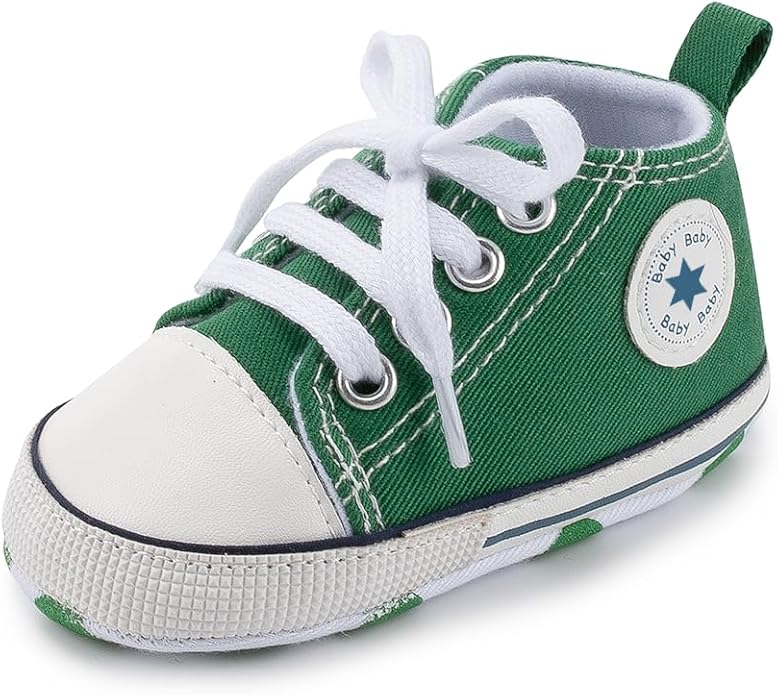 Meckior Baby Girls Boys Canvas Sneakers Soft Sole High-Top Ankle Infant First Walkers Crib Shoes