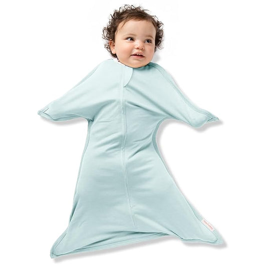 SleepingBaby Zipadee-Zip Transition Swaddle - Cozy Baby Swaddle Blanket with Zipper Convenience - Roomy Wearable Blanket for Easy Diaper Changes - Classic Mint, Large (12-24 Month)