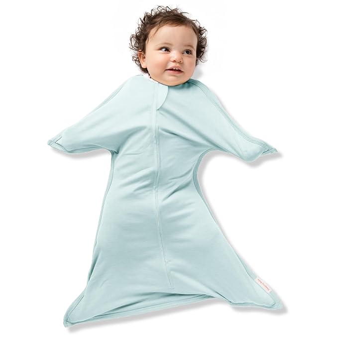 SleepingBaby Zipadee-Zip Transition Swaddle - Cozy Baby Swaddle Blanket with Zipper Convenience - Roomy Wearable Blanket for Easy Diaper Changes - Classic Mint, Medium (6-12 Month)