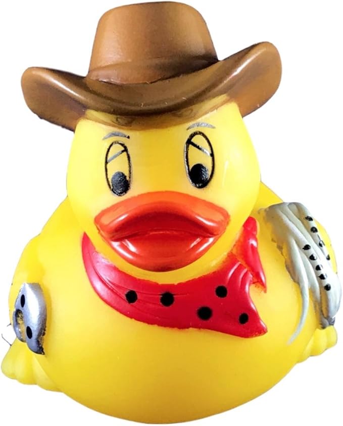 3" Cowboy Rubber Duck [[Sealed Hole, Floats Upright] - Baby Safe Bathtub Bathing Toy
