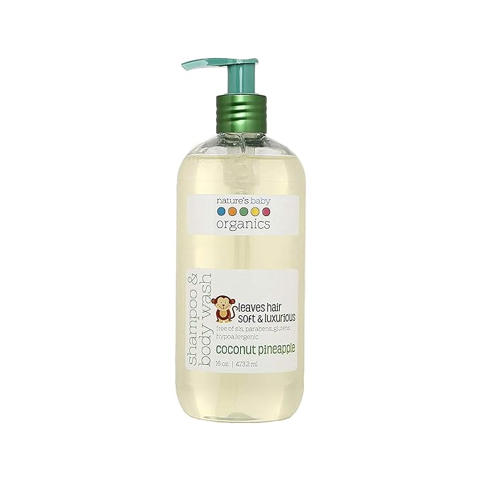 Nature's Baby 3-in-1 Shampoo, Body and Face Wash - Formulated for Problem and Sensitive Skin - pH Neutral & Tear Free - Sulfate Free - Coconut Pineapple, 16 oz