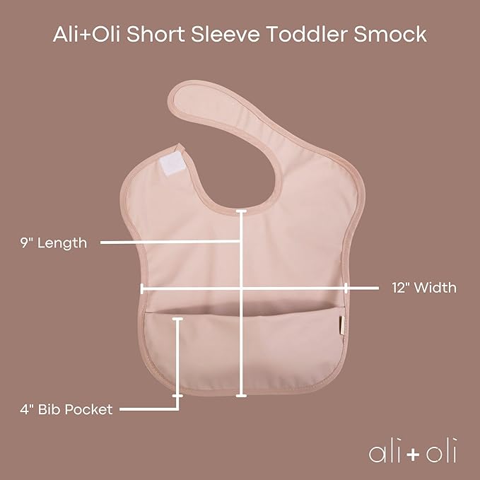 Ali+Oli Smock Bibs for Babies, BPA-Free Oeko-Tex Certified, Waterproof Baby Smock, Machine Washable, Toddlers Ages 6m+