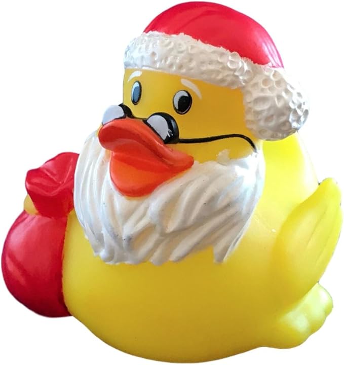 3" Christmas Santa Claus Rubber Duck [Sealed Hole, Floats Upright] - Baby Safe Bathtub Bathing Toy