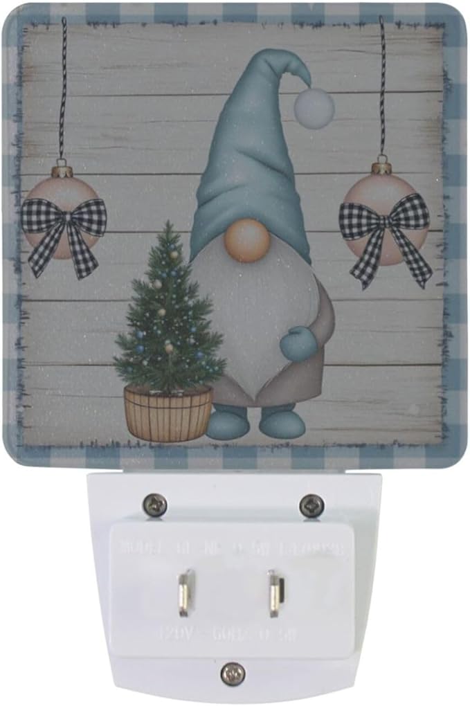 Aslsiy Night Light for Kids Blue Gnomes Snow Christmas (8) Plug in Wall Lamp LED Dusk to Dawn Sensor Energy Saving Nightlight for Boys Girls Men Women