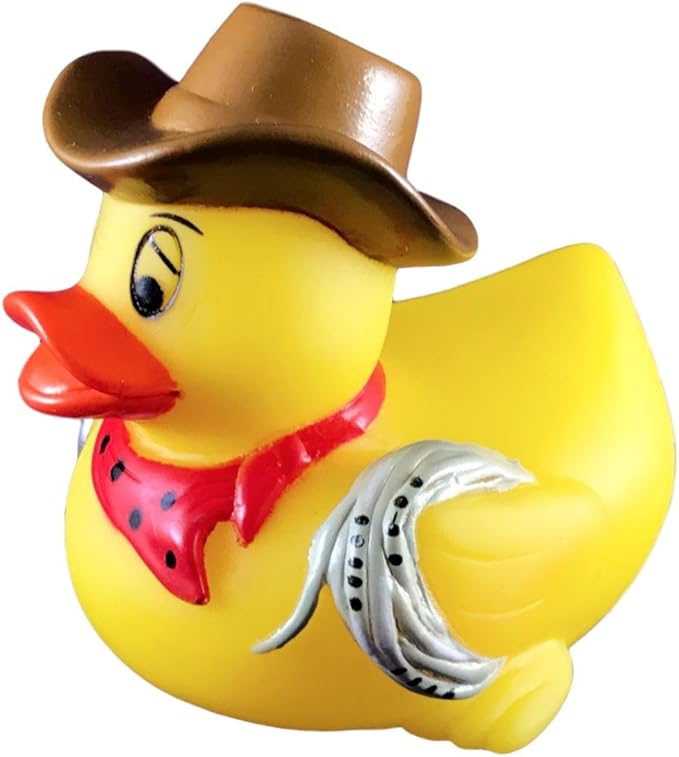 3" Cowboy Rubber Duck [[Sealed Hole, Floats Upright] - Baby Safe Bathtub Bathing Toy