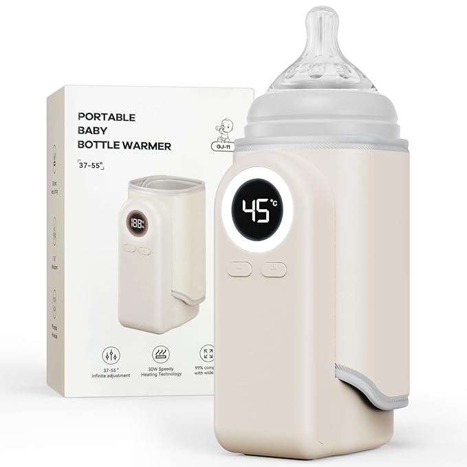 Portable Bottle Warmer for Travel, Precise Temperature Milk Warmer, 10000mAh Long Battery Life USB-C Fast Charging for Breast Milk/Formula Milk Warming, Fit Car, Airplane & On The Go Bottle Warmer