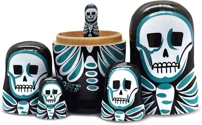 Nesting Dolls Wooden Russian Skull Matryoshka Dolls Gift for Halloween Toddler Kids Boys Girls Toys for Children Christmas Birthday