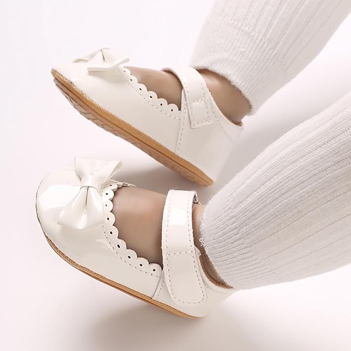 COSANKIM Baby Girls Mary Jane Flats Shoes Anti-Slip Rubber Sole Infant Toddler Princess Wedding Dress Shoes