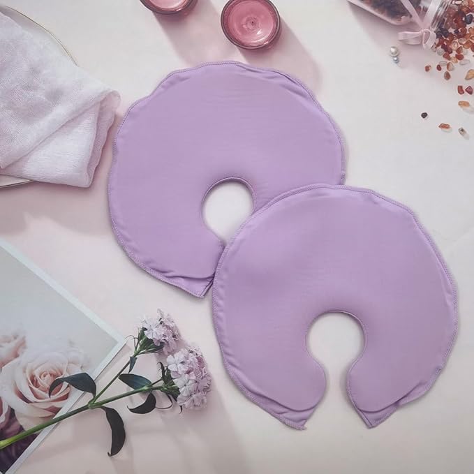 Reusable Breast Ice Packs, Breast Therapy Pack, Breastfeeding Essentials, for Breastfeeding Relief, Engorgement, Swelling Augmentation, Mastitis, Mastectomy Recovery, 2 Pack, Purple (Elastic Gel)