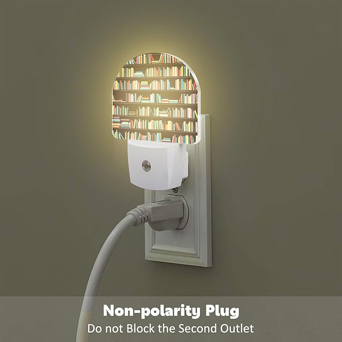 Books on Bookshelves Night Light, Colorful Books Dusk to Dawn Night Light Plug in,0.5w Energy Saving Sleep Friendly Nightlights for Kids Boys Girls Home Decor