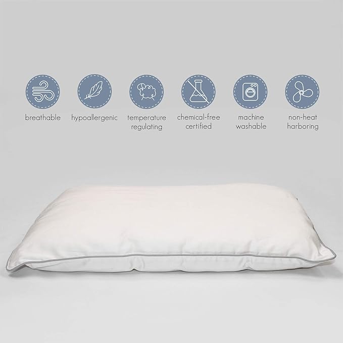 Woolino Toddler Pillow, Premium Breathable 100% Wool Fill & Cotton Cover Toddler Sleeping Pillow, Small Kids Travel Size, 14x19