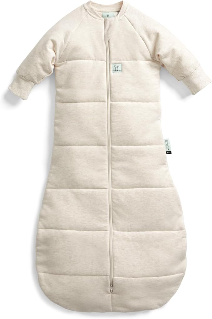 ergoPouch Jersey Sleeping Bag 1.0 TOG – Arms-Out Baby Sleep Sack, Ideal Transition from Swaddling, Slim Fit Keeps Baby Secure & Comfortable, Soft Breathable Fabric (8-24 Months, Oatmeal Marle)