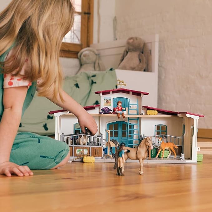 Schleich Horse Club - 115 PC Lakeside Riding Center Horse Toy Playset with Horses and Riders, Barn and Farm Figurine Accessories - Farm Toys for Girls and Boys - Realistic Kids Toys Ages 5+ | 42567