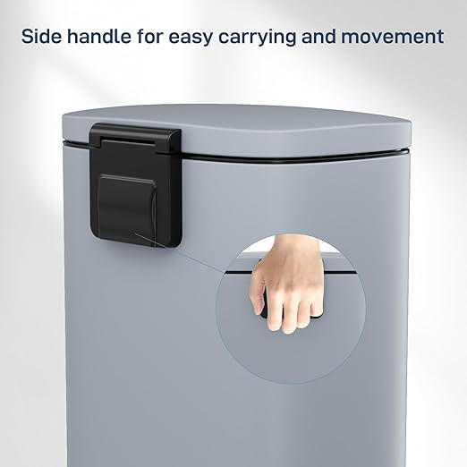 Arlopu 8/13.2 Gallon Step Trash Can, Stainless Steel Garbage Bin, Soft-Close Rubbish Bin with Removable Plastic Inner Bucket, Fingerprint-Proof, Lid Dustbin, Suit for Kitchen Home (Haze Blue, 50L)