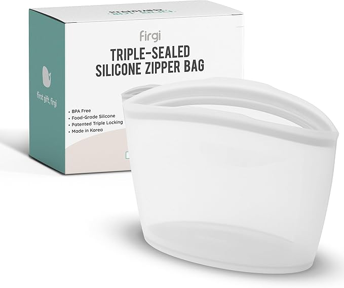 Premium Platinum Silicone Reusable Food Storage Bag 6.3 Cup (53 fl oz), Airtight Zip Lock Bags for Food, BPA-Free Silicone Freezer Bags, Microwave Safe Sous Vide Container, White