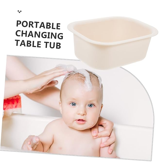 BESTonZON Water Basin Bathing Tub Bath for Bathtub Changing Table Water Basin Portable Wash Basin Plastic Water Tub Plastic Basin Thicken Small Basin Dining Table Sink Child, 21.50X16.00X8.00CM