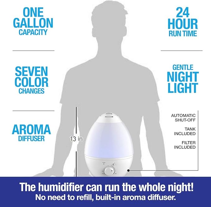 Bell+howell 7 Led Color Changing Humidifer With Aroma Diffuser, 3.8 lb