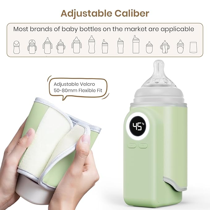 Portable Bottle Warmer for Travel, Precise Temperature Milk Warmer, 10000mAh Long Battery Life USB-C Fast Charging for Breast Milk/Formula Milk Warming, Fit Car, Airplane & On The Go Bottle Warmer