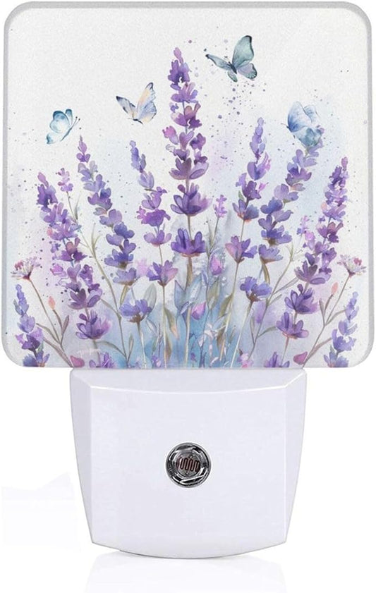 Led Night Light, Lanvender Butterfly Decorative Plug in Nightlights,with Smart Auto Dusk to Dawn Night Light for Bedroom, Kitchen, Nursery, Bathroom