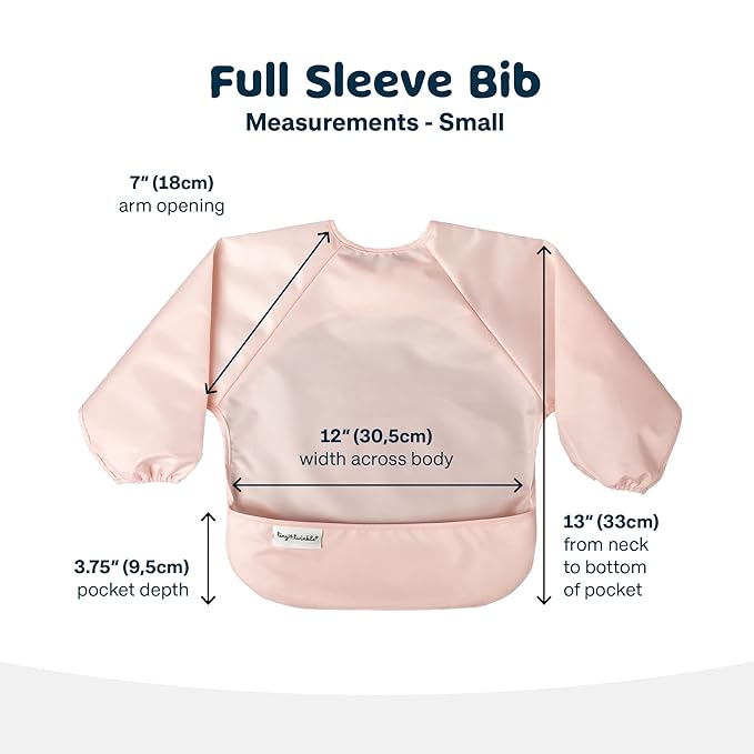 Tiny Twinkle Long Sleeve Bib for Babies & Toddlers – 2 Pack Waterproof Smock Bibs for Eating – Machine Washable & Mess-Proof, Baby Feeding Essential & Shower Must-Have (Rose Burgundy,6–24M)