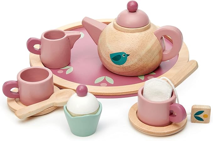 Tender Leaf Toys - Birdie Tea Set - Realistic Teapot, Cups and Treats for Pretend Afternoon Tea Party - Social, Creative, and Imaginative Development - Learning Role Play - Age 3+