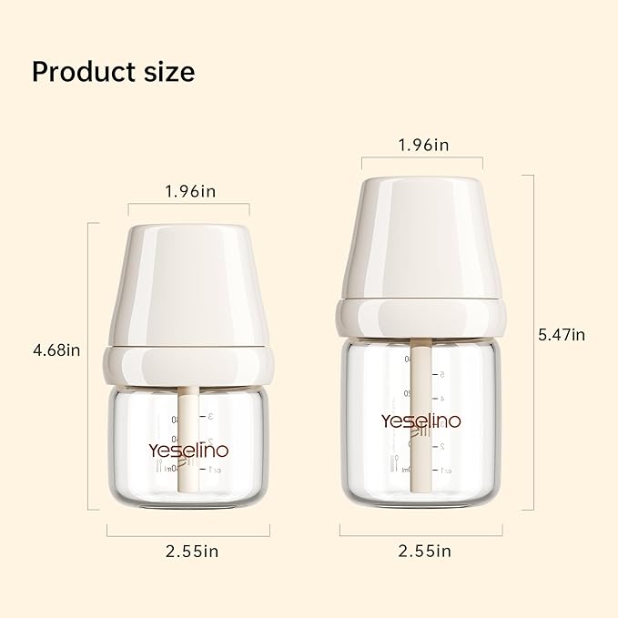 Natural Nursing Glass Baby Bottle - with Anti-Colic Vent System - BPA-Free, 2.7 oz and 5.4 oz with Slow Flow & Medium Flow Nipple, 0-6 Months, 2 Pack (Includes 4pcs Nipples)