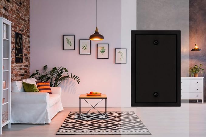Modern Edge Switch Plate Wall Plate Outlet Cover, Durable Solid Zinc Alloy (Single Blank 2PK, Matte Black)