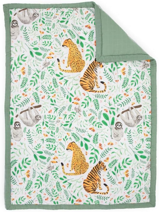 Little Unicorn Lofty Comforter Blanket | Super Soft & Breathable Muslin Fabric| Great for Play & Bedtime Blanket (Mighty Jungle)