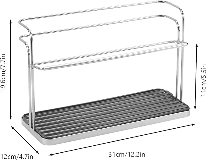 Bottle & Cup Drying Rack with Drain Tray (Stainless Steel Silver)