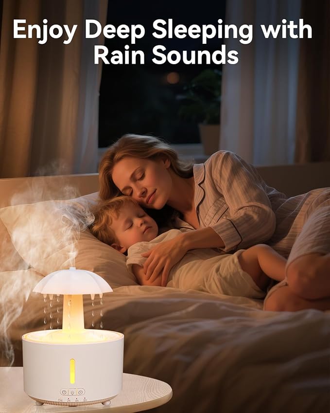 Missfly Aromatherapy Diffuser,Clouds and Cool Mist Humidifier,360° Rotatable,Super Quiet, Easy to Fill & Clean, Auto Shut-Off,300ml Essential Oil Diffuser for Bedroom Home and Office (White)