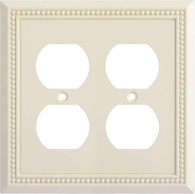 Henne Bery Sunken Pearls Heavy Duty Decorative Wall Plate Switch Plate Outlet Cover, Durable Solid Zinc Alloy (Double Duplex, Light Almond)