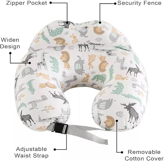Nursing Pillow, Plus Size Breastfeeding Pillows for Enhanced Safety & Comfort for Mom & Baby, Removable Cotton Cover, Adjustable Waist Strap, Breastfeeding Essentials