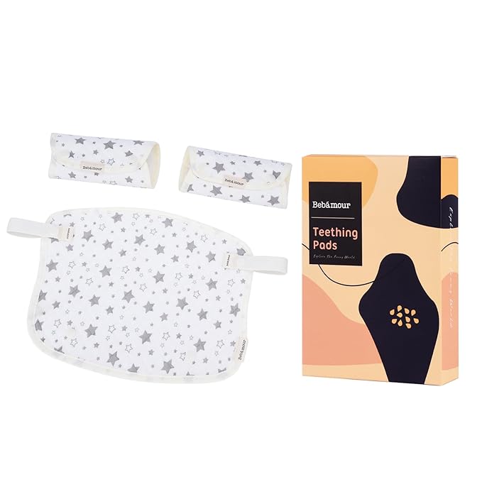 Bebamour Drool and Teething Reversible Cotton Pad For All Carry Positions Baby Carrier White Drool Bib For Boys & Girls(Light Grey)