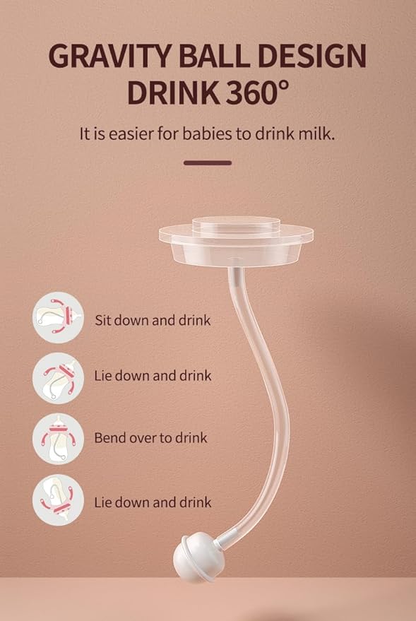 Baby Bottles, Weighted Straw Toddler Milk Bottles with Non-Slip Handle, Size + Variable Fast Flow, 12+ Months, BPA-Free, Pink/2Pack/9oz