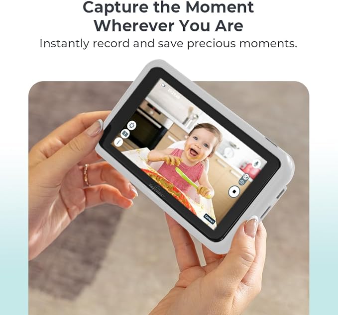 Tiny Traveler 5” HD Touch Screen Baby Car Monitor – Hackproof, No WiFi Baby Camera for Travel Home – Rear-Facing Car Seat Monitor with Night Vision Headrest or Clamp Mount Baby Reminder Alert White