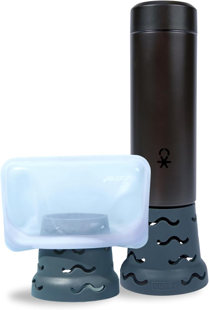 Kuppy Silicone Water Bottle Drying Rack - Fast-Dry Bottle Dryer for 20-64oz Cups - Reusable Food Storage Bag Drying Rack - Compatible with Stanley, Owala, Stasher (Gray, 2-Pack)