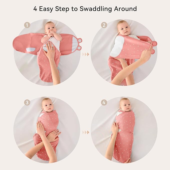 Baby Swaddles for Newborns with Zipper, 100% Cotton Newborn Swaddle Sack, 3 Pack Baby Swaddles 0-3 Months Swaddle Sleep Sack for Newborn Baby Boy Girl White Pink Rainbow