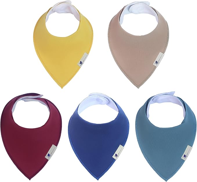 Blue Wren Magnetic Bandana Drool Bibs 5-pack - Magnetic Closure Baby Bibs - Safe, Easy, Chic Teething Bib