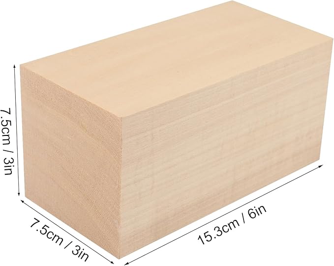 4 Pack Basswood Carving Blocks, 6x3x3 Inches Basswood Blocks for Beginner to Advanced Carvers, Ideal for DIY Projects and Gifts, Soft and Smooth, Easy Whittling and Carving,by GNIEMCKIN