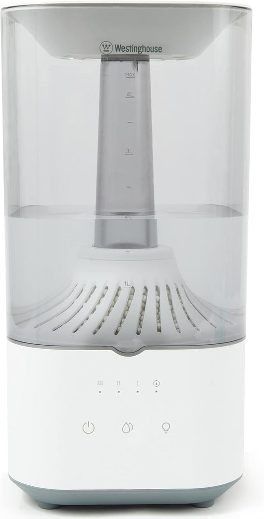 Westinghouse Ultrasonic Cool Mist Adjustable Humidifier, 4.5L Top Fill with LED Night Light and Touch Button Control