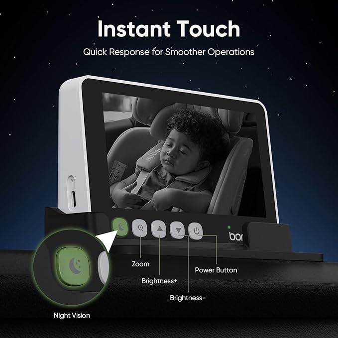 bonoch 5" 1440P Baby Car Camera - 360 Degree Rotating Wide View Backseat Rear Facing Mirror for Baby, USB Powered with Charger, Easy Setup Car Seat Monitor, Night Vision