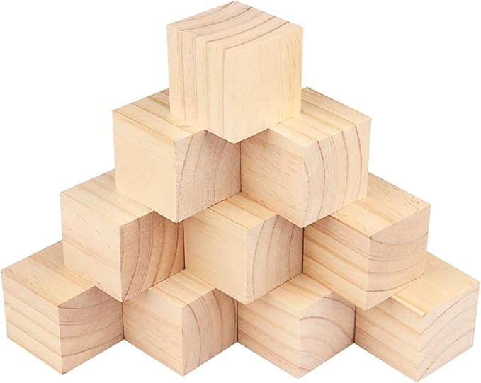 GNIEMCKIN 100 Packs Wooden Blocks for Crafts, 2 Inch Pine Wood Cubes, Wooden Cubes for Paint, Stamp, Decorate, DIY Projects and Personalized Gifts