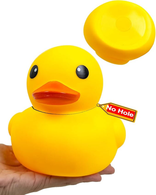 Big Rubber Yellow Duck,Kalafona 7 Inch Giant Large Waterproof No 'Bebe' Noise No Hole No Squeak Rubber Funny Duck Bath Pool Toy Without Hole for Kids Birthday Party Favor Home Decor