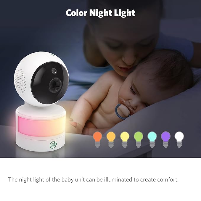 LeapFrog LF2513 Baby Monitor, 2.8" IPS LCD Screen, Pan-Tilt-Zoom, 1000ft Range, Night Vision, Soothing Lullabies, Night Light, 2-Way Audio,Temperature Sensor, Secure Transmission No WiFi
