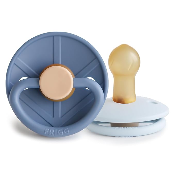 FRIGG Little Viking Natural Rubber Baby Pacifier 2-Pack | Made in Denmark | BPA-Free (Ocean View/Powder Blue, 0-6 Months)