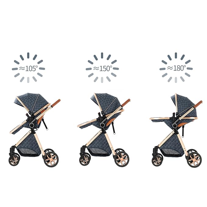 2 in 1 Baby Stroller, Convertible Pram, Reversible Standard Stroller, Portable Baby Buggy, Infant Carriage, Foldable High Landscape Pushchair for Toddler Newborn (225 Khaki)