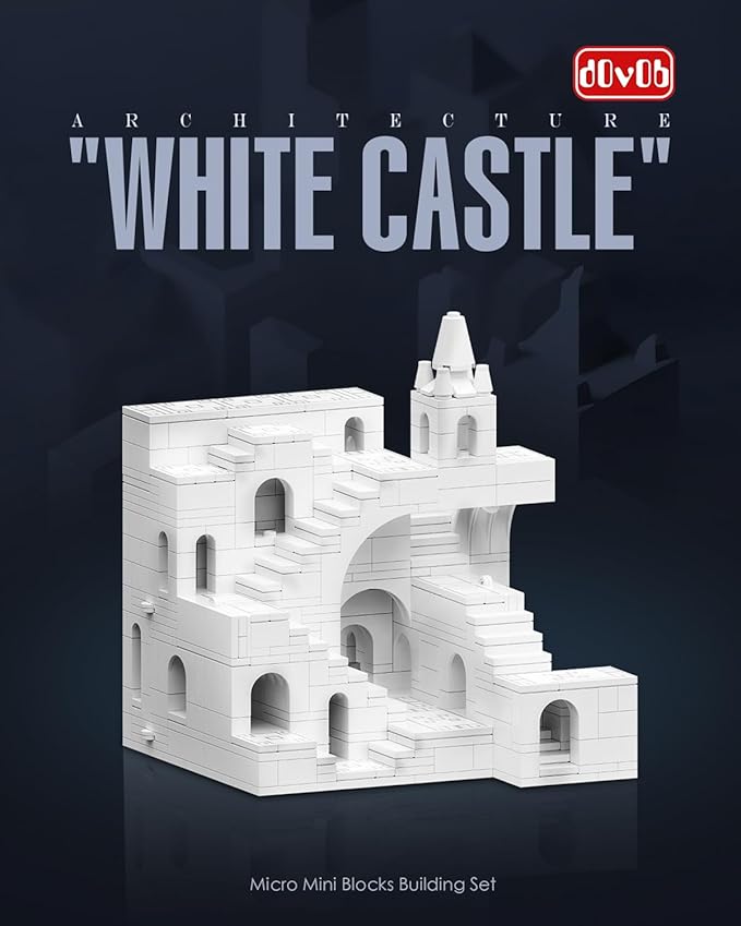 dOvOb Architectural Transformable White Castle Building Blocks Set - 668PCS Construction Magic Maze Mode Collectible Display Set for Adults and Teen